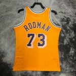 NBA 73 Dennis Rodman Lakers 1998-99 Maillot Retro jaune imprimé